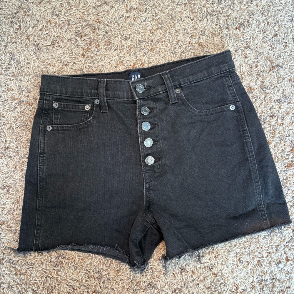 SOLD - GAP Women's Black Denim High Waisted Shorts — Size 4